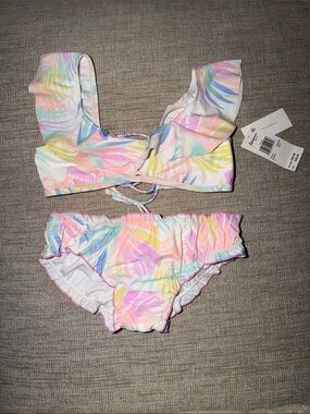NWT Raisins Girls Pastel Tropical Two-Piece Bikini Set